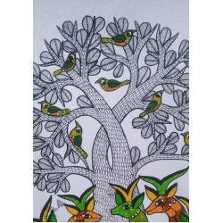 Gond Art | Deer - Hand Painted Gond Painting ( 11.5 x 15 inch ) A