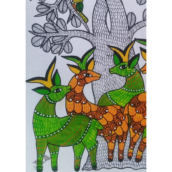 Buy Hand Painted Gond Painting - deer