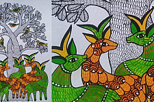 Gond Art | Deer - Hand Painted Gond Painting ( 11.5 x 15 inch ) A