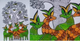 Gond Art | Deer - Hand Painted Gond Painting ( 11.5 x 15 inch ) A