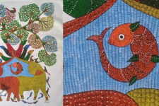 Gond Art | Elephant - Hand Painted Canvas Gond Painting ( 3 X 5 Feet )