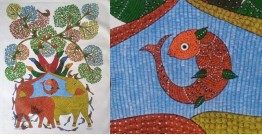 Gond Art | Elephant - Hand Painted Canvas Gond Painting ( 3 X 5 Feet )