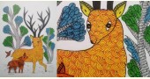 Buy Hand Painted Gond Painting - Mother deer with Baby deer