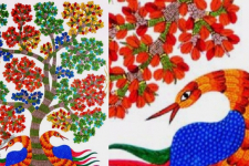 Gond Art | Peahen - Hand Painted Gond Painting ( 3 x 4 Feet )