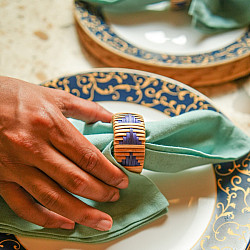 Home Decor Furniture | Rattan Indigo Napkin Ring (Set of 6)