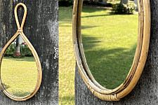 Home Decor Furniture | Cane Wood -  Droplet Mirror 