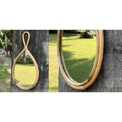 Home Decor Furniture | Cane Wood -  Droplet Mirror 