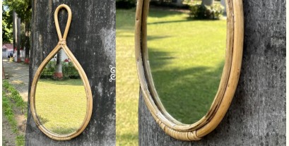Home Decor Furniture | Cane Wood -  Droplet Mirror 