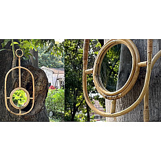 Home Decor Furniture | Cane Wood - Handmade Designer Abstract Mirror 