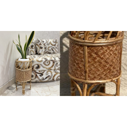 Home Decor Furniture | Cane Wood - Handmade Designer Half N' Half Planter 