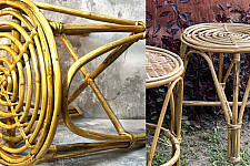 Home Decor Furniture | Cane Wood - Handmade Designer Spiral Stool 