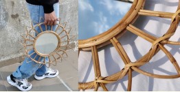 Home Decor Furniture | Cane Wood - Handmade Designer Sunflower Mirror 