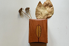 Wood & Wine - Wooden Cutlery Holder | Leaf Inlay
