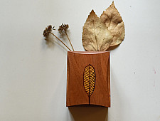 Wood & Wine - Wooden Cutlery Holder | Leaf Inlay