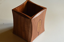Wood & Wine - Wooden Cutlery Holder | Leaf Inlay