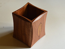 Wood & Wine - Wooden Cutlery Holder | Leaf Inlay