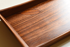 Wood & Wine - Wooden Serving Tray | Leaf Inlay