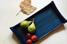 Wood & Wine - Wooden Serving Tray - Teal Blue