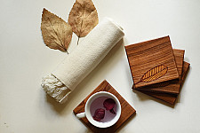 Wood & Wine - Wooden Coaster (Set of Four) - Leaf