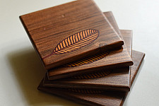 Wood & Wine - Wooden Coaster (Set of Four) - Leaf