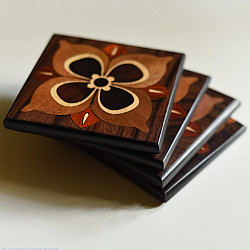 Wood & Wine - Wooden Coaster (Set of Four)