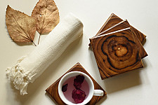 Wood & Wine - Wooden Coaster - Set of Four