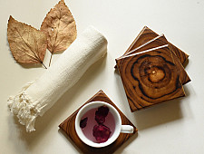 Wood & Wine - Wooden Coaster - Set of Four