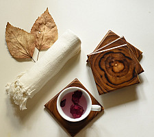 Wood & Wine - Wooden Coaster - Set of Four