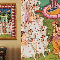 Online Pichwai Paintings Gopashtami Pichwai With Cows Border
