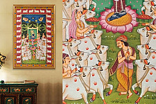Banwari . बनवारी | Pichwai Painting - Gopashtami Pichwai With Cows Border
