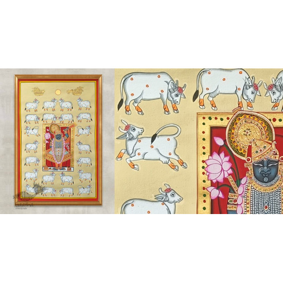 Hand painted pichwai paintings - Shrinathji And Cows Pichwai - III