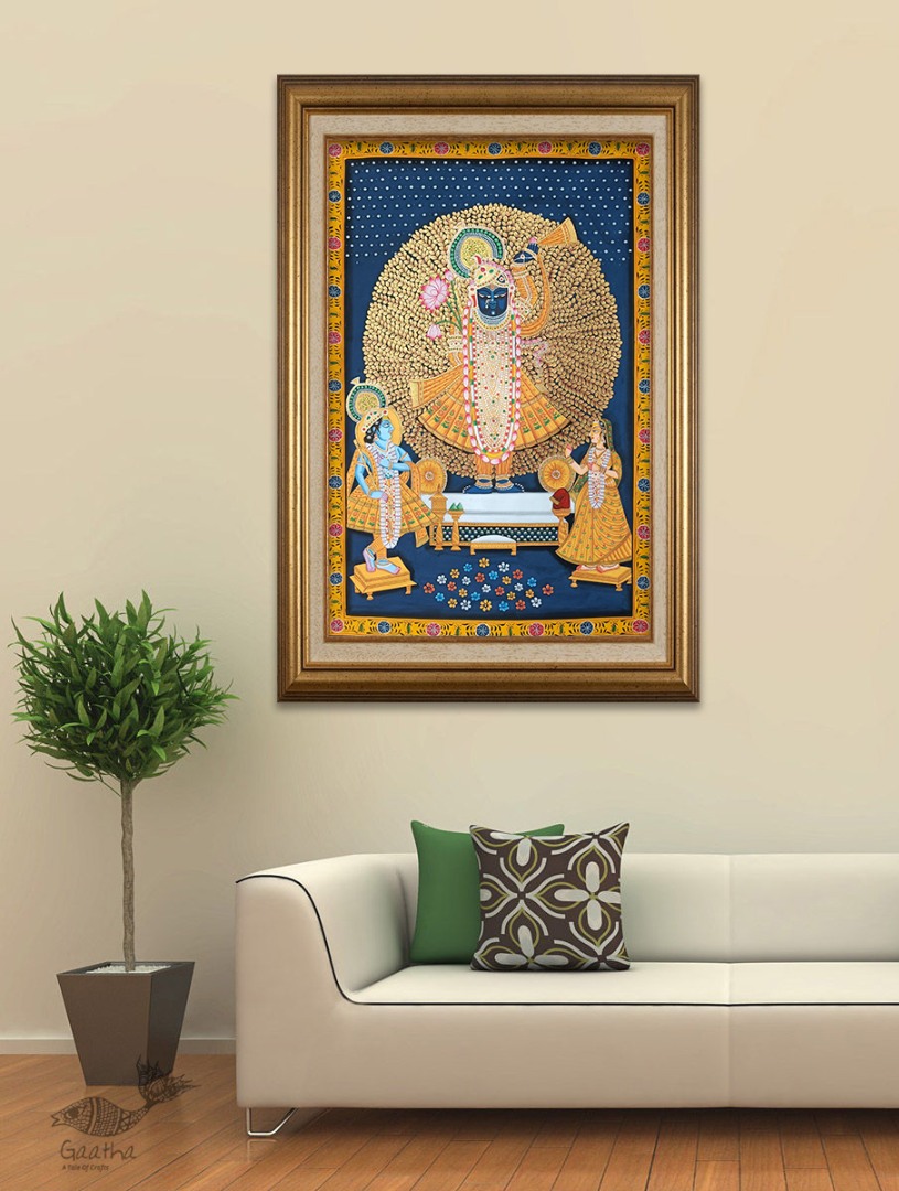 Online Pichwai Paintings - Shrinathji Yamunaji Tree Of Life Pichwai