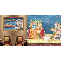 Banwari . बनवारी | Pichwai Painting - Radha Krishna Nauka Vihar Pichwai ( 2' x 3' )