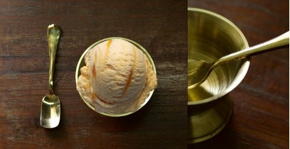 Kansyam . कांस्यम ✾ Kansa Ice Cream Bowl with Spoon - 3.5" x 3.5" x 2.5"