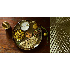 Kansyam . कांस्यम ✾ Kansa Thali Set (11" Thali + Bowl + Glass + Spoon + Small Dish)