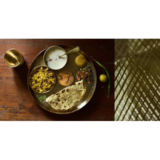 Shop online kansa Thali Set - 11" Thali + Bowl + Glass + Spoon + Small Dish