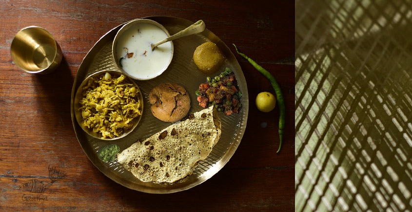 Shop online kansa Thali Set - 11" Thali + Bowl + Glass + Spoon + Small Dish