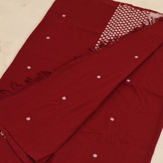 shop Assam Handwoven Cotton Saree - Maroon