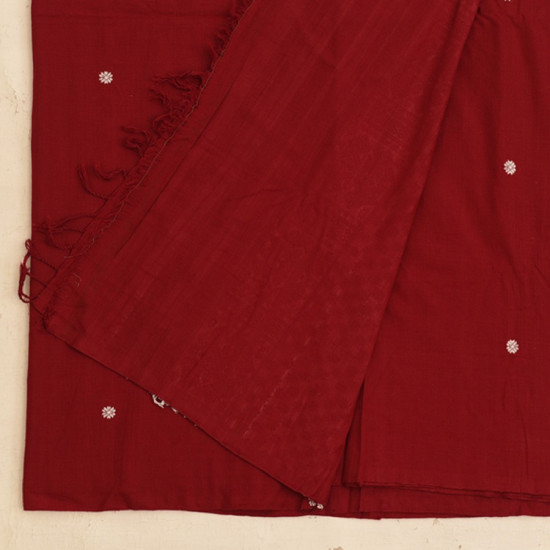 shop Assam Handwoven Cotton Saree - Maroon