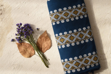 Majuli | Assam Handwoven Cotton Saree - Rama Blue