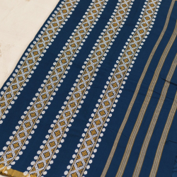 Majuli | Assam Handwoven Cotton Saree - Rama Blue