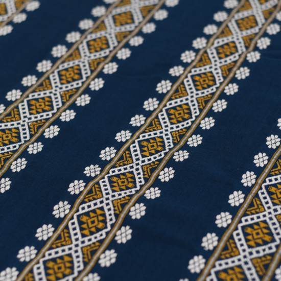 shop Assam Handwoven Cotton Saree - Rama Blue