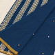 shop Assam Handwoven Cotton Saree - Rama Blue