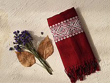 Majuli | Assam Weaving - Handloom Cotton Stole - Maroon