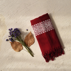 Majuli | Assam Weaving - Handloom Cotton Stole - Maroon