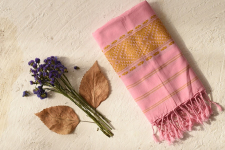 Majuli | Assam Weaving - Handloom Cotton Stole - Light Pink