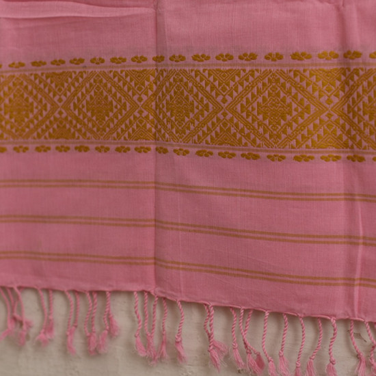 shop Assam Weaving - Handloom Cotton Stole- Light Pink