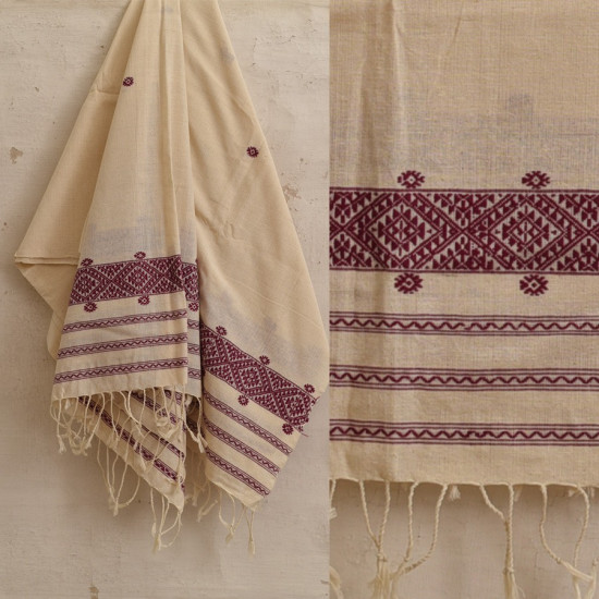 shop Assam Weaving - Handloom Cotton Dupata Off White