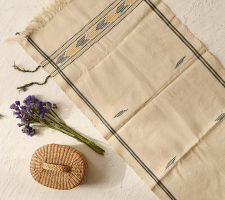 Majuli | Handwoven Cotton Runner From Assam - Off White