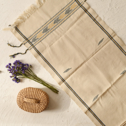 Majuli | Handwoven Cotton Runner From Assam - Off White